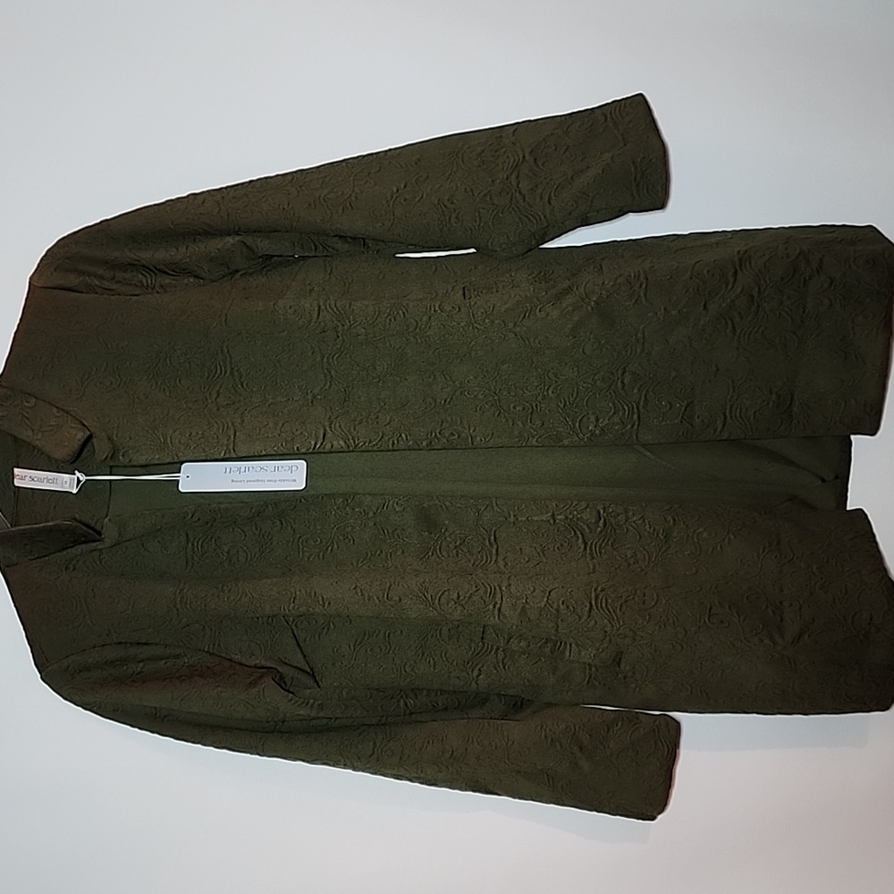 DEAR SCARLETT Amara Jacquard Midi Coat Olive